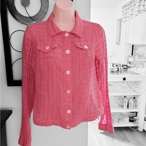 Pure Amici 80% Linen, Button Front, Shacket aka Spring Jacket, Size Medium Sheer